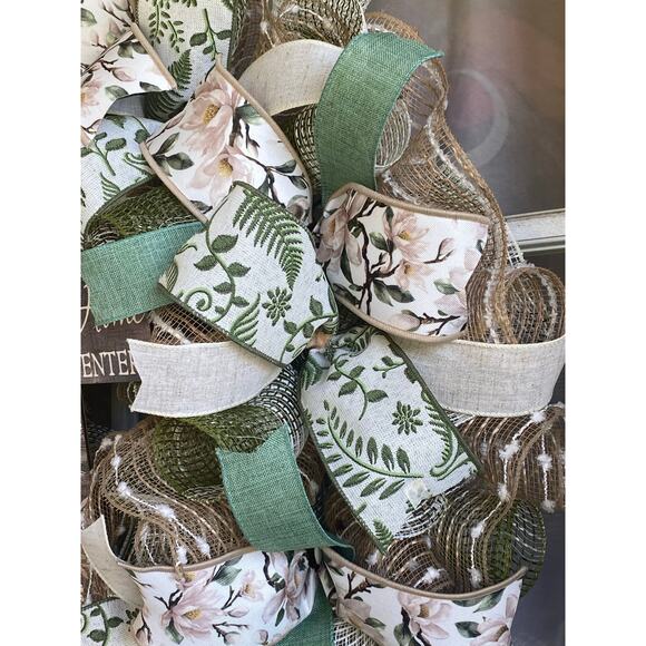 Bless this Home Wood Cross Sign & Ribbon Bundle Set, DIY Wreath Making Kit Box - Picture 4 of 6